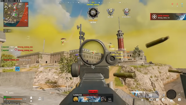 Warzone ESP box overlay on Fast Forward alley with D520 Mirage and 113m tag